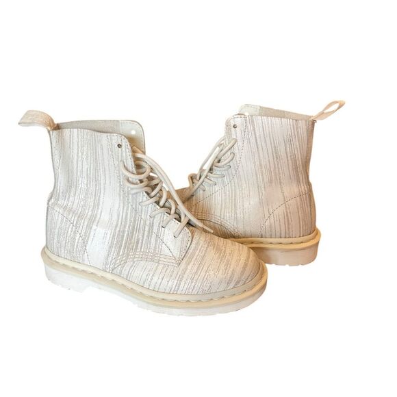 Dr. Martens Shoes - Dr Martens Pascal Painter Leather Combat Boots Womens Size 7 Mens Size 6 White